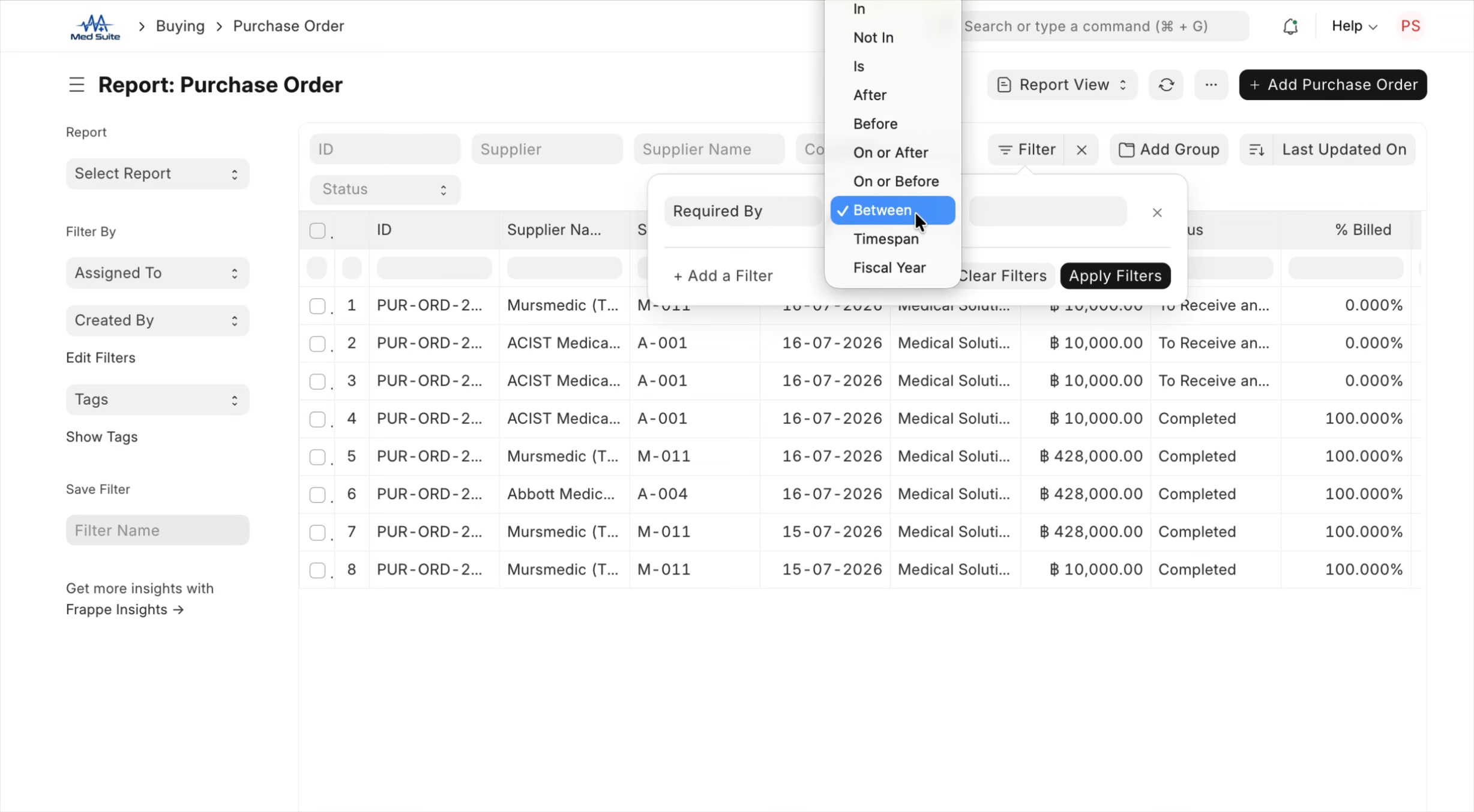 ภาพขั้นที่ 3: สร้างรายงาน Purchase Order เพื่อส่งให้คลังและบัญชี