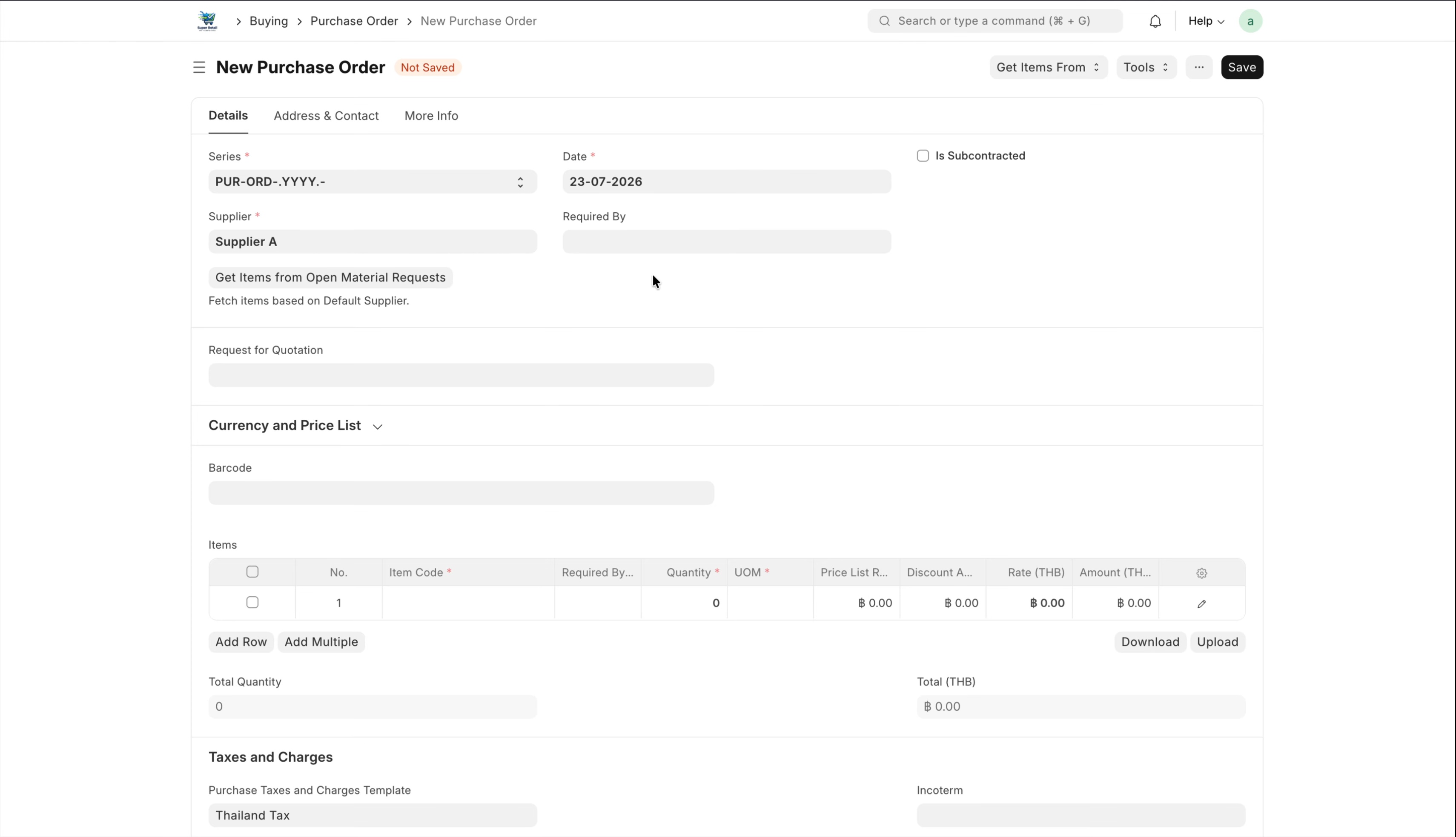 ภาพขั้นที่ 2: Purchase Order: ใบสั่งซื้อ (ภาษียังไม่ถึงกำหนดชำระ)
