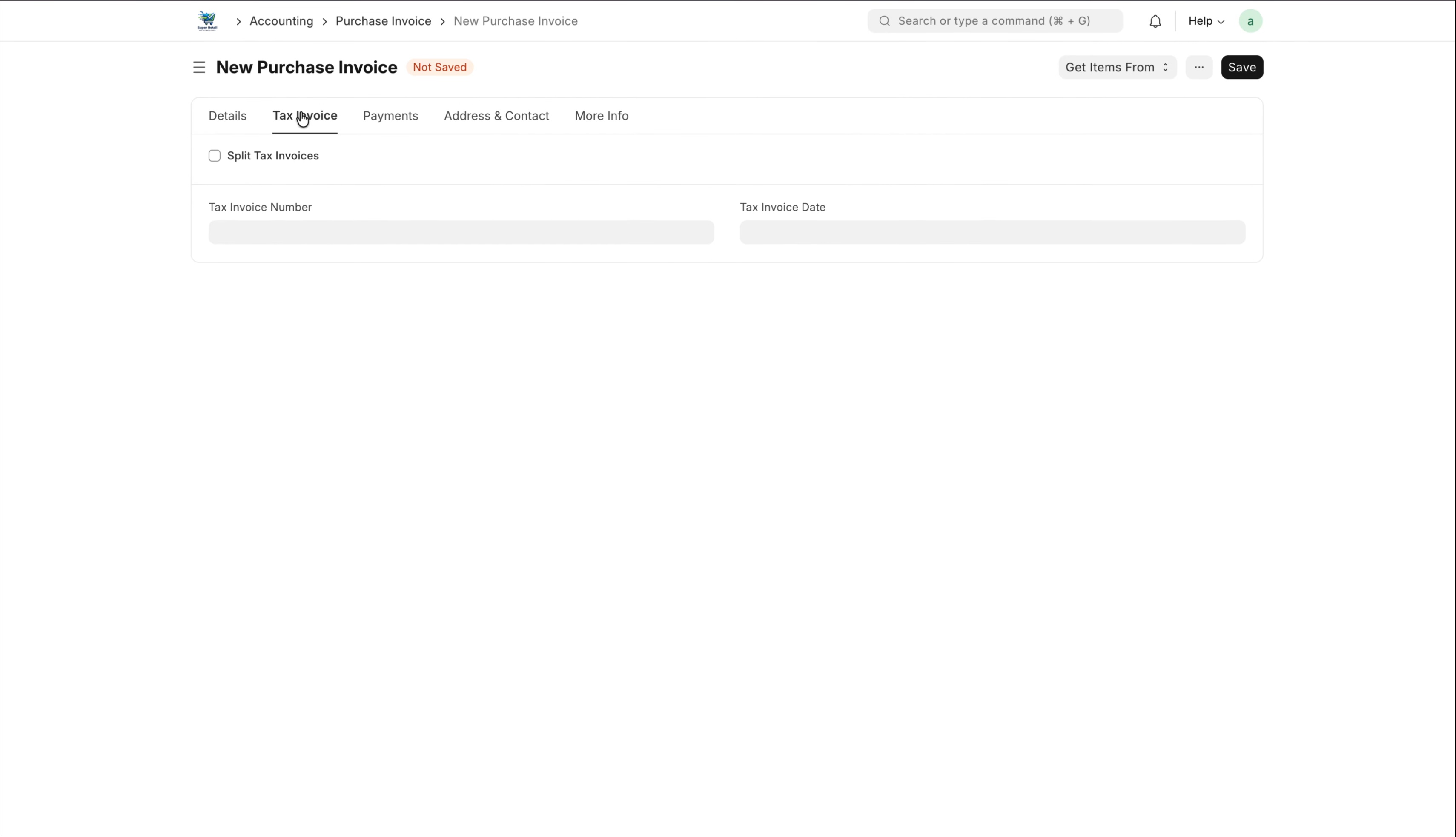 ภาพขั้นที่ 6: Purchase Invoice: ใบตั้งหนี้ (เคส Credit)