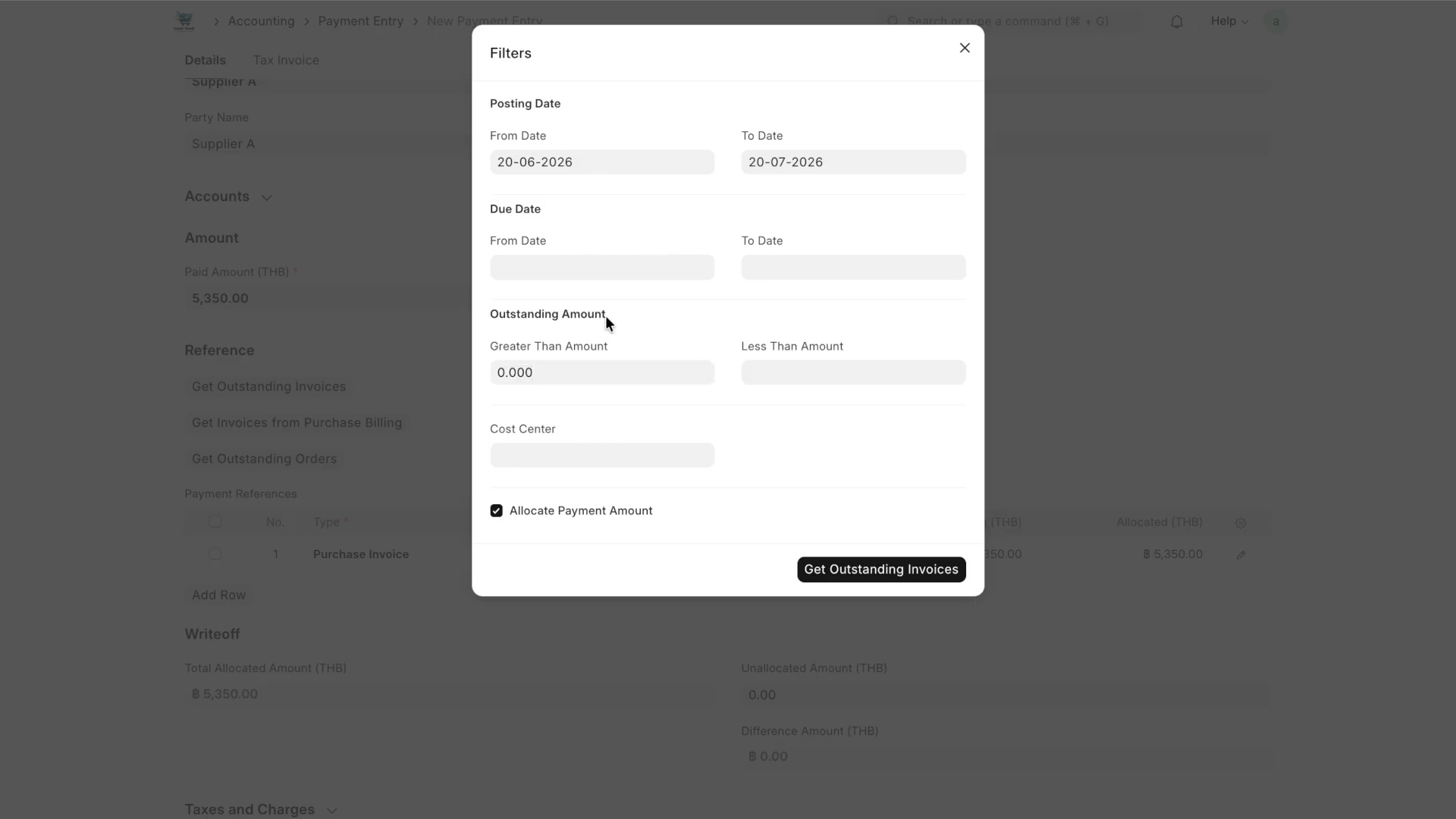 ภาพขั้นที่ 6: Payment Entry: จ่ายเต็มจำนวน