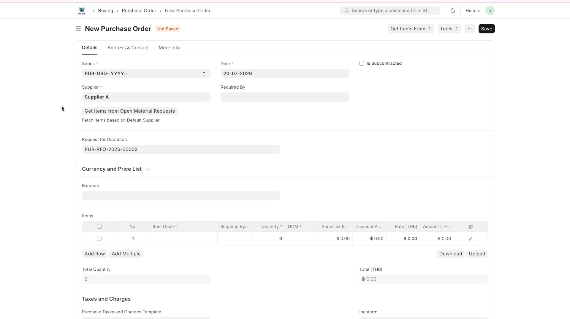 ภาพขั้นที่ 2: Purchase Order: ใบสั่งซื้อ