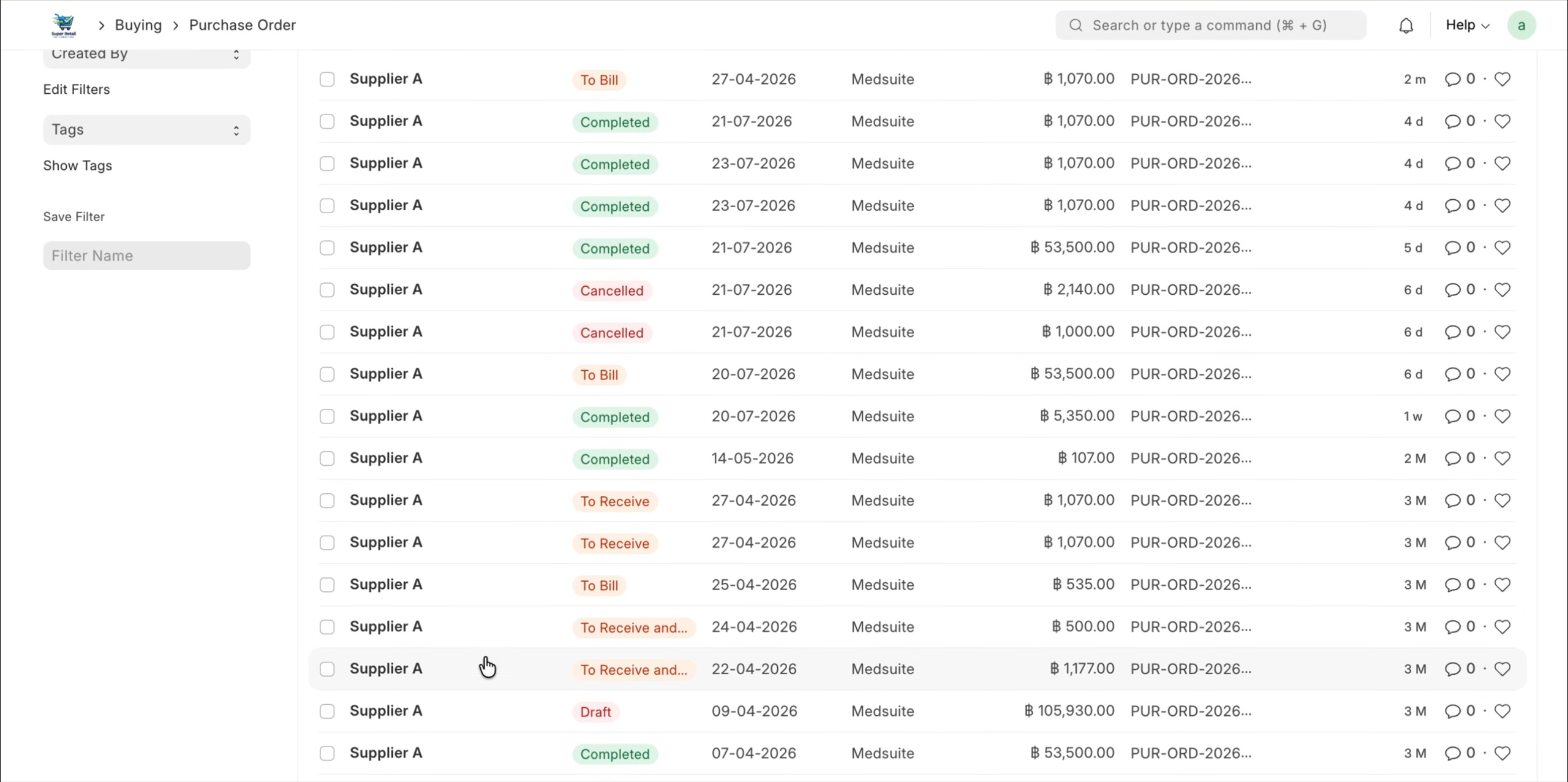 ภาพขั้นที่ 2: รับสินค้าเข้าผ่าน Purchase Receipt
