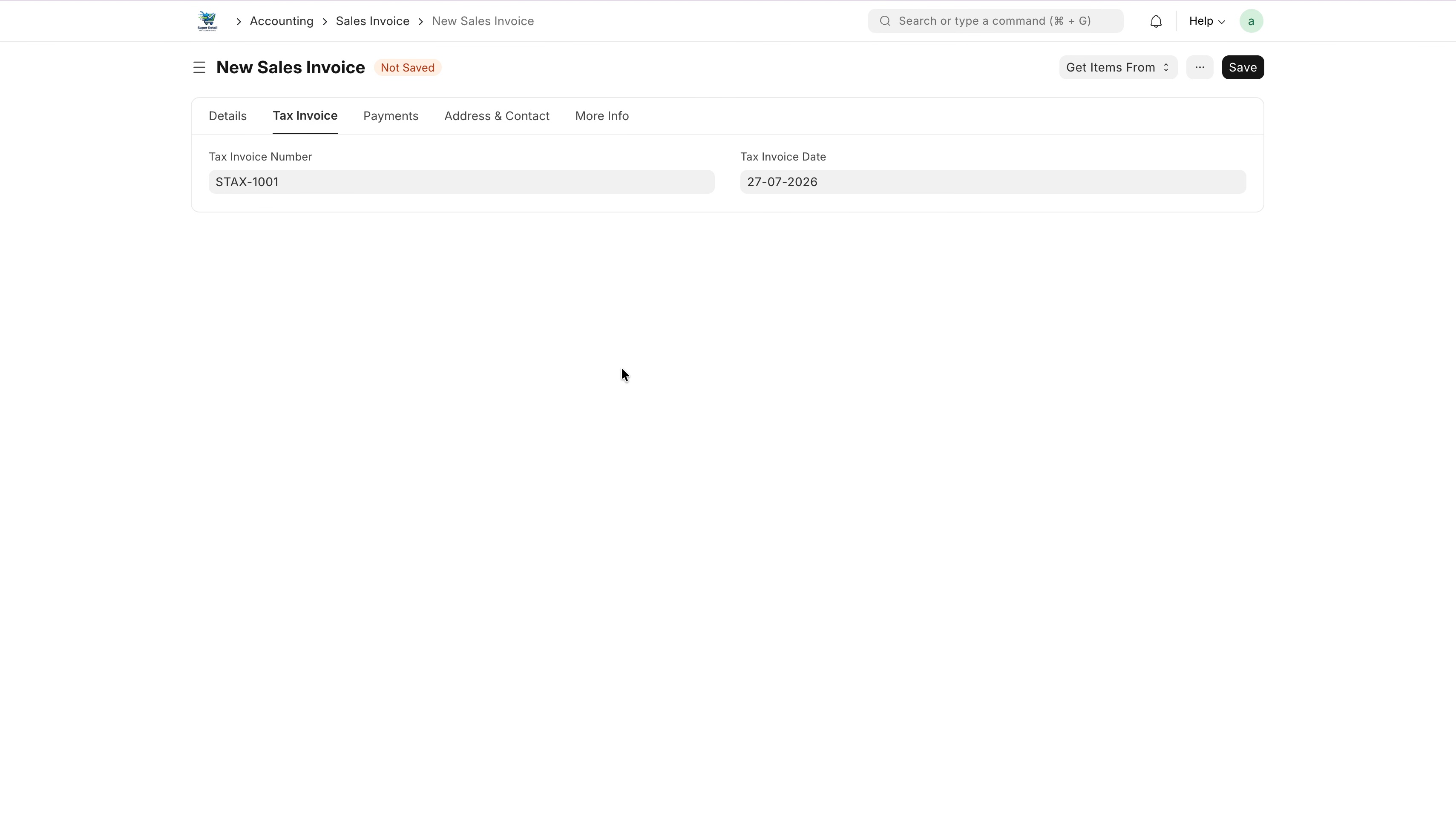 ภาพขั้นที่ 5: Sales Invoice: ใบแจ้งหนี้